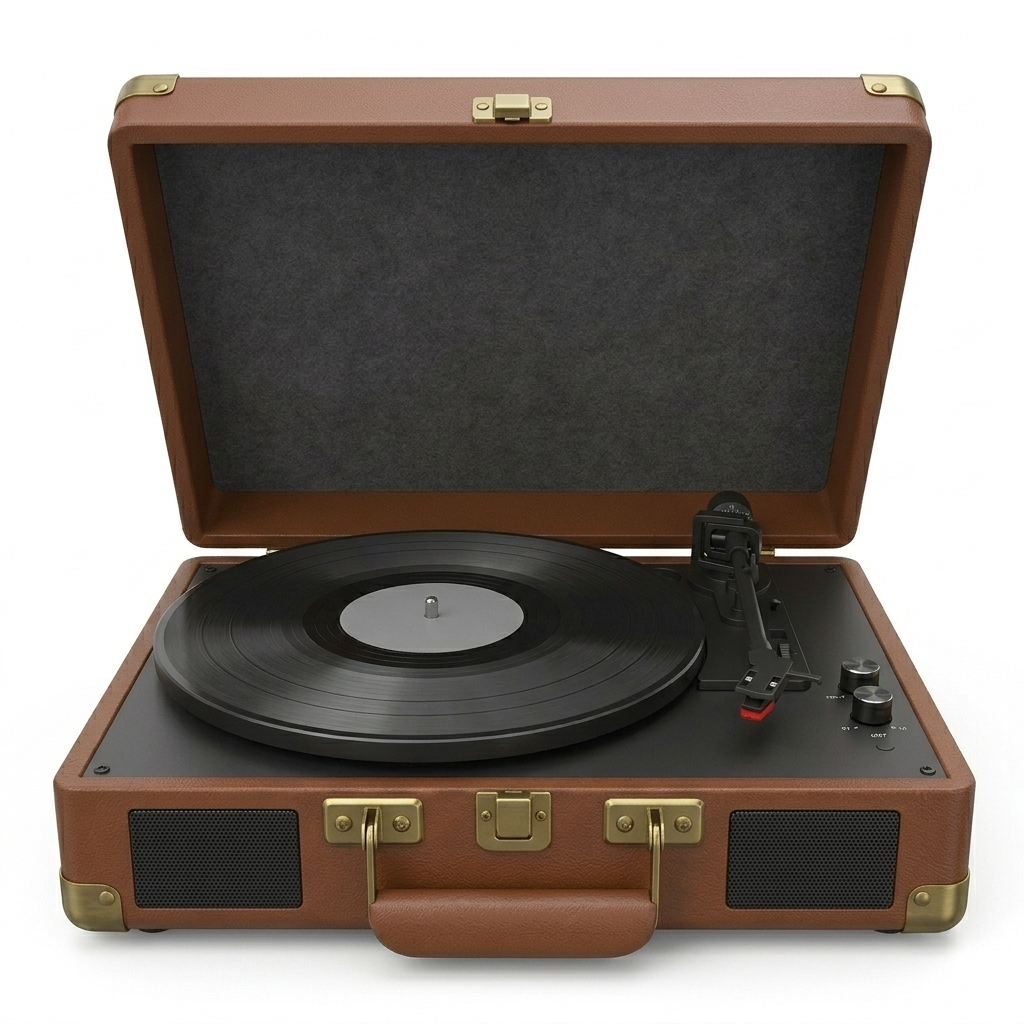 Platine Vinyle Valise BT5.0 AUX - Marron