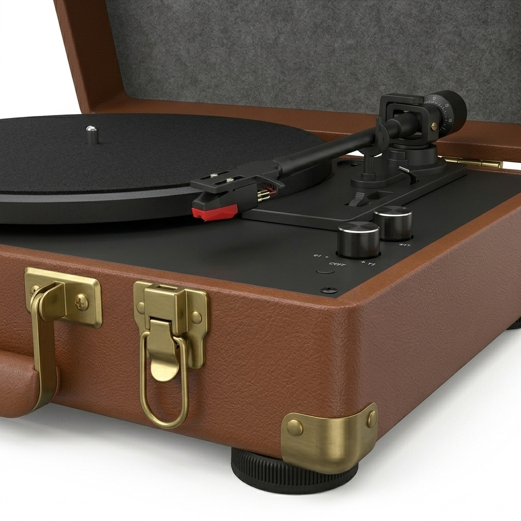 Platine Vinyle Valise BT5.0 AUX - Marron