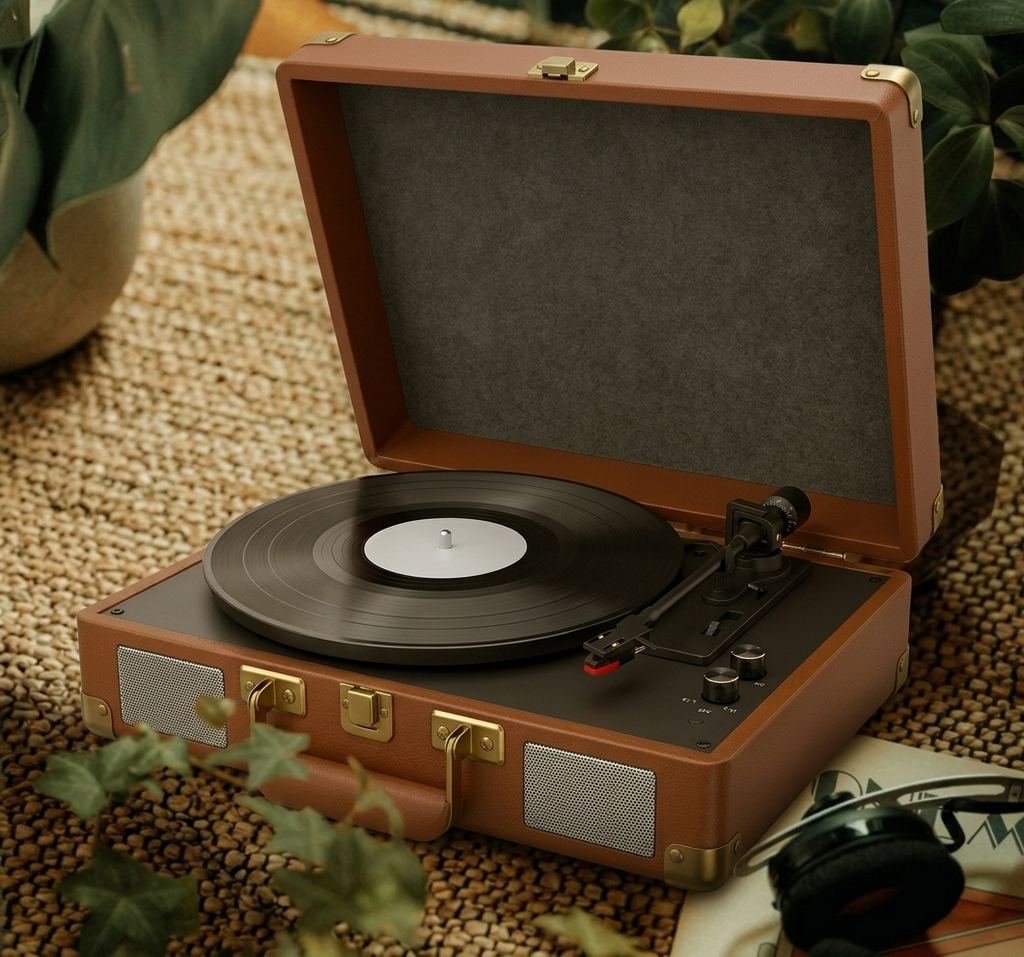 Platine Vinyle Valise BT5.0 AUX - Marron
