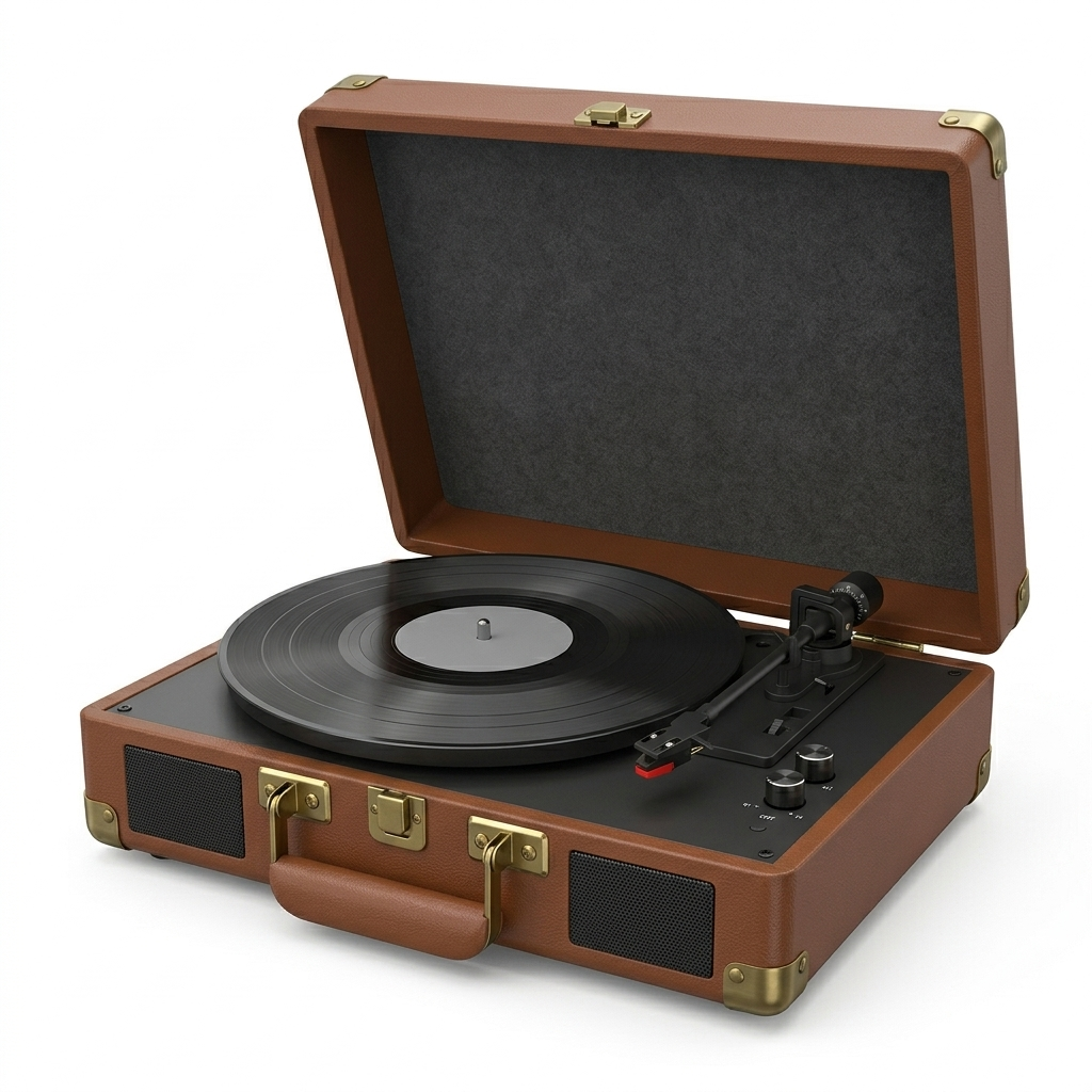 Platine Vinyle Valise BT5.0 AUX - Marron