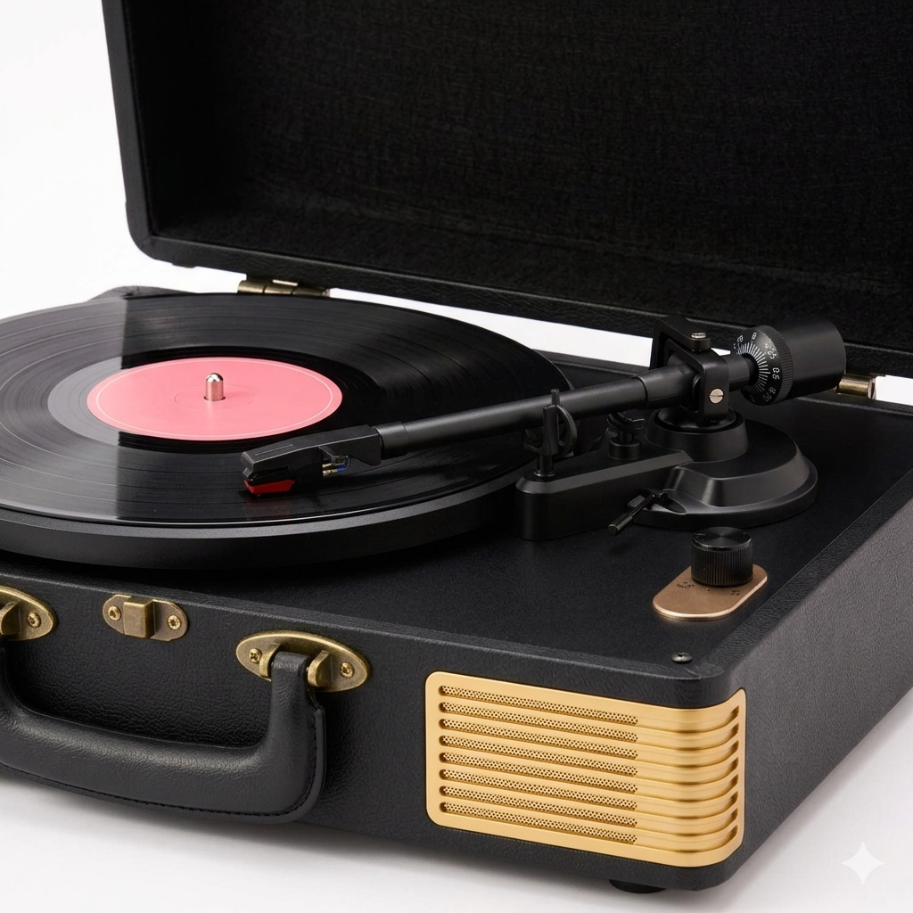 Platine Vinyle Valise BT5.0 AUX - Noir Doré