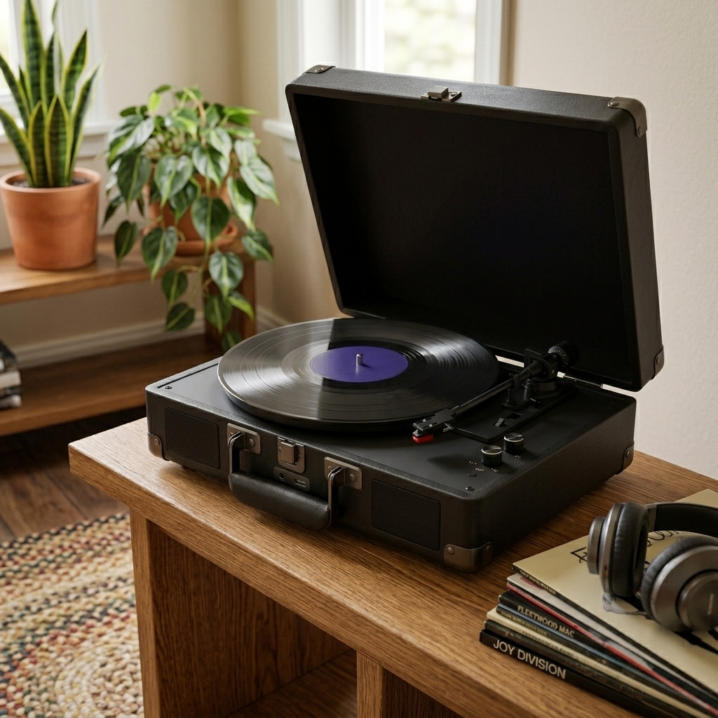 Platine Vinyle Valise BT5.0 AUX - Noir